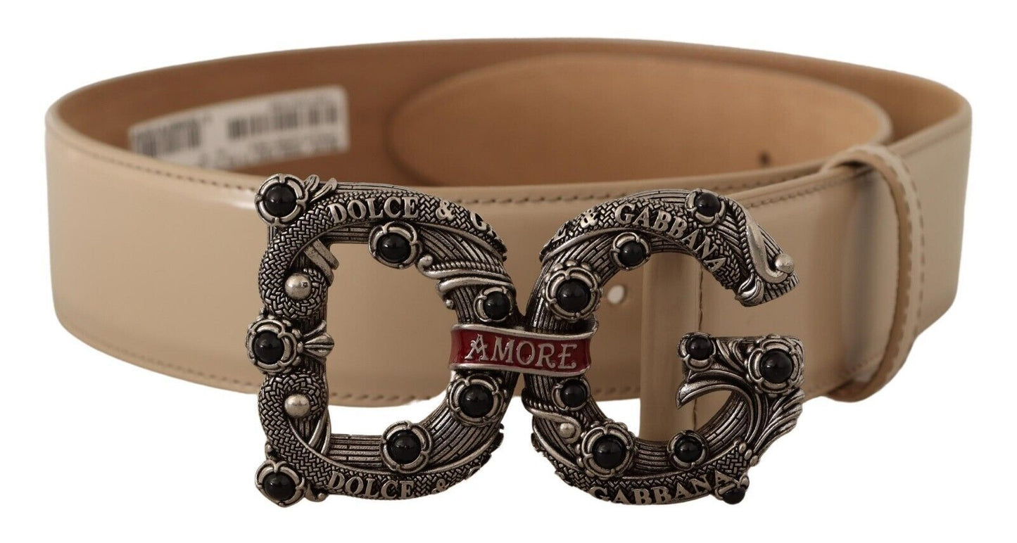 Ceinture Dolce & Gabbana vintage en laiton ornée de perles et de logo