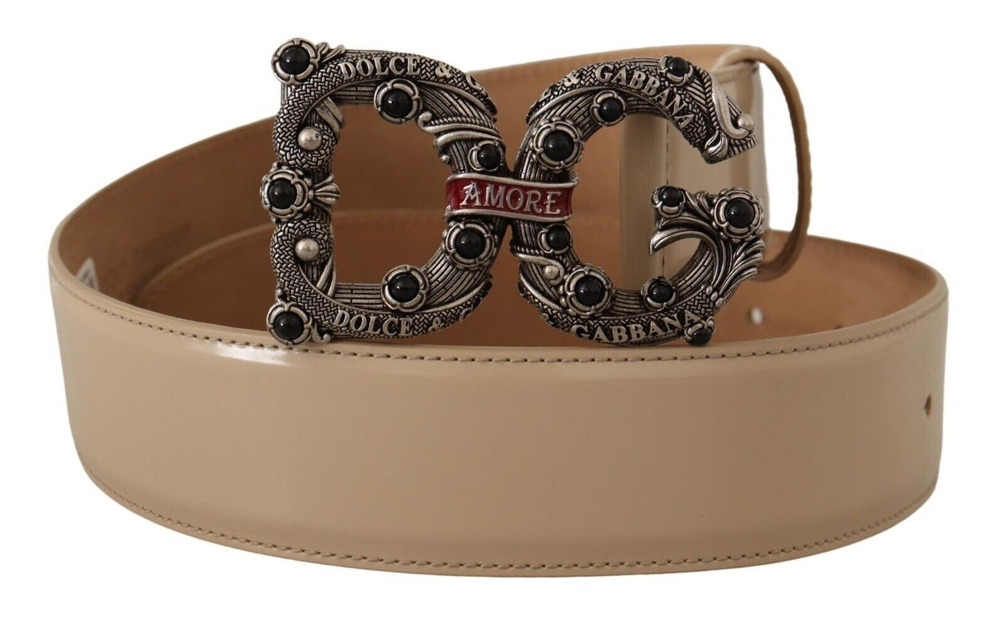 Ceinture Dolce & Gabbana vintage en laiton ornée de perles et de logo