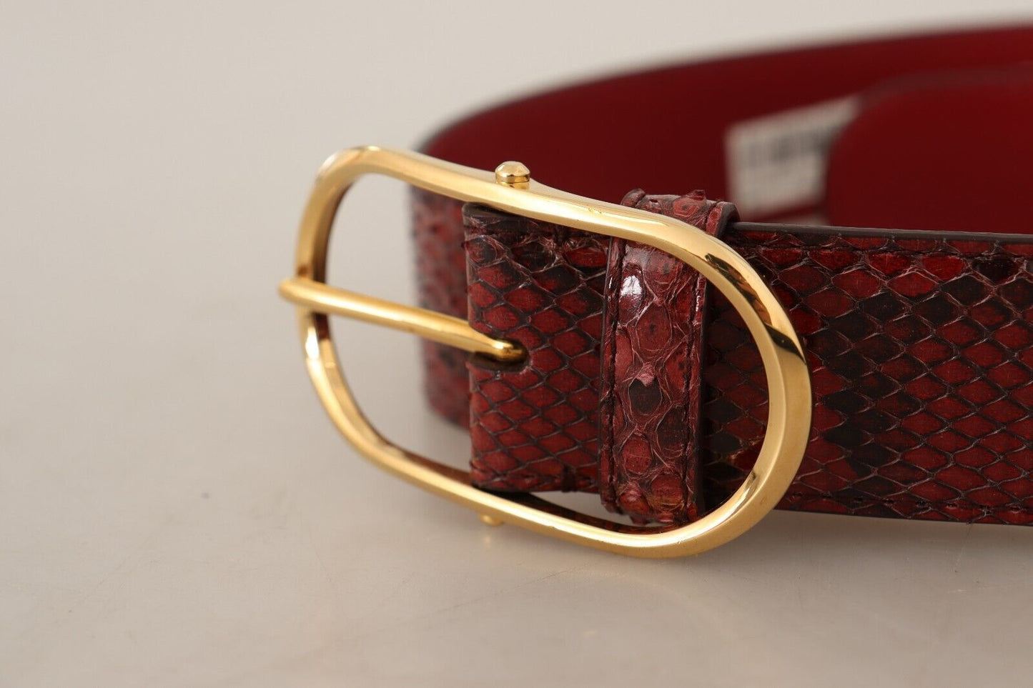 Ceinture élégante en cuir peau de serpent rouge Dolce & Gabbana