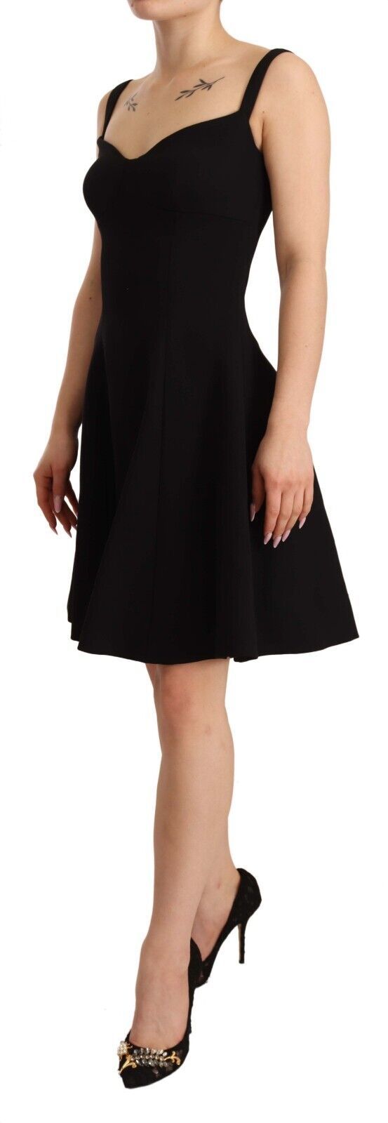 Dolce & Gabbana Black Fit Flare Wool Stretch Sheath Dress by Dolce & Gabbana