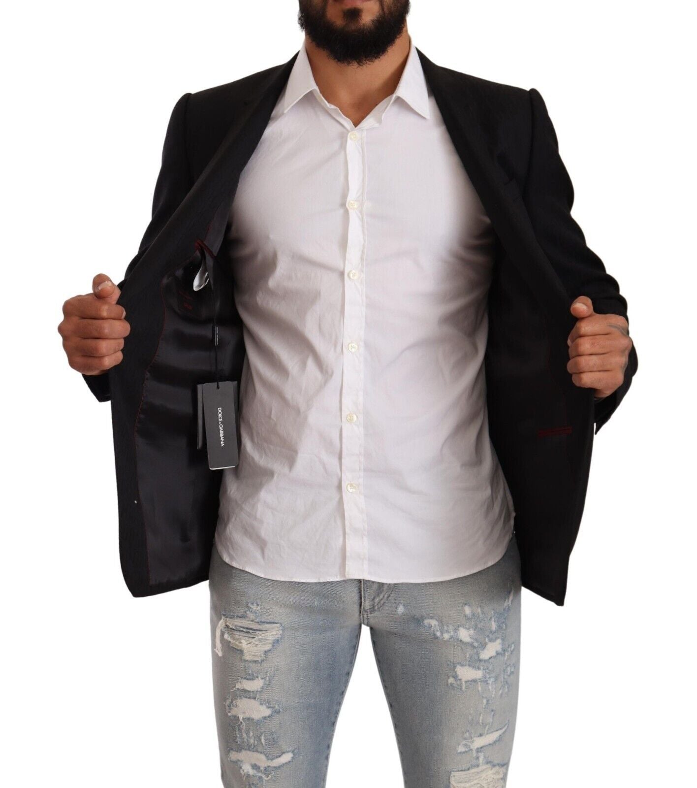 Blazer en laine vierge noire exclusif à Dolce & Gabbana