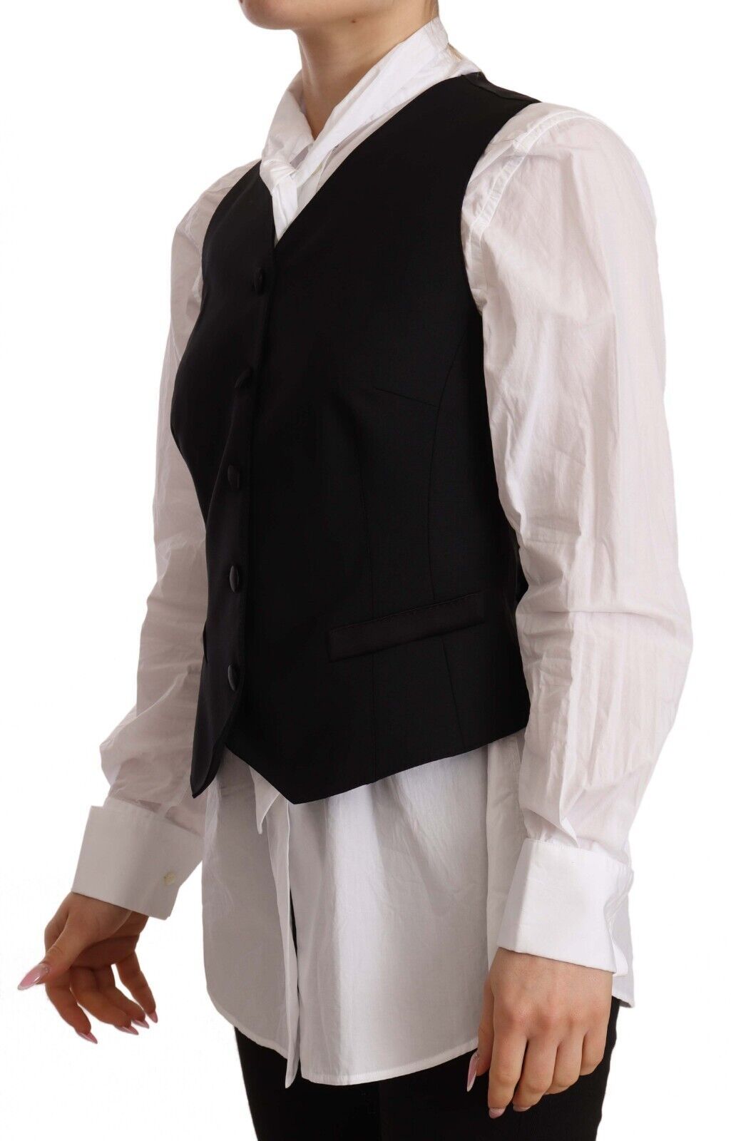 Gilet élégant en laine mélangée noire Dolce & Gabbana