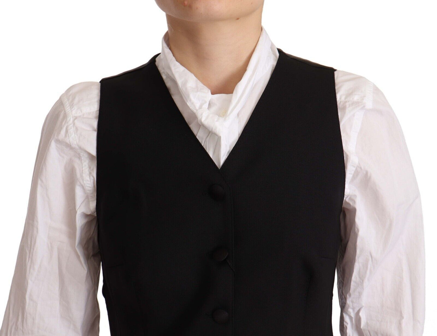 Gilet élégant en laine mélangée noire Dolce & Gabbana