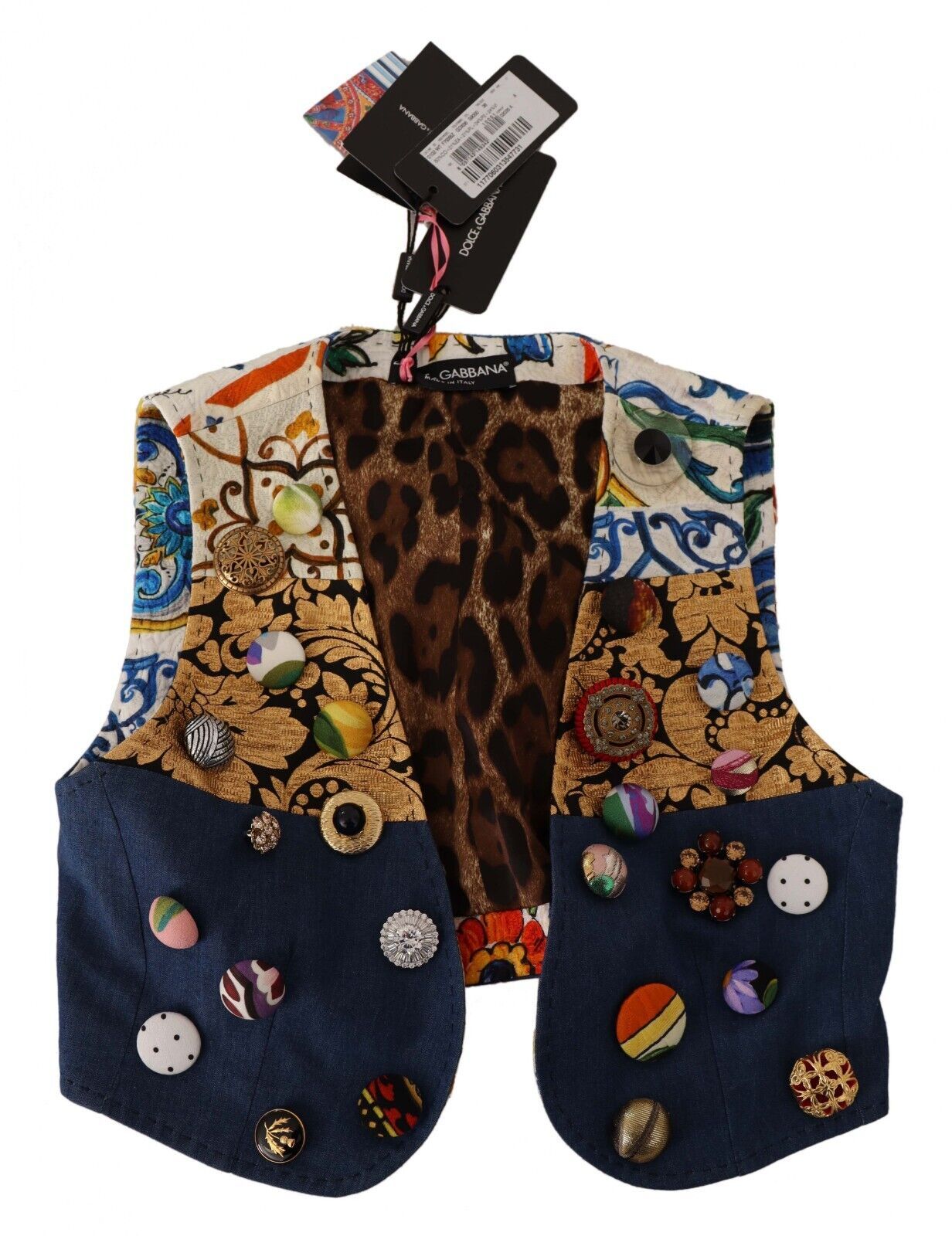 Débardeur court multicolore Dolce & Gabbana avec boutons décoratifs