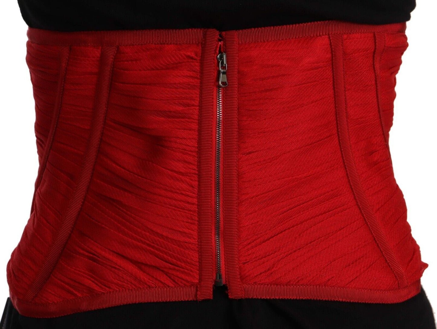 Dolce & Gabbana Élégant haut corset en soie rouge avec ceinture
