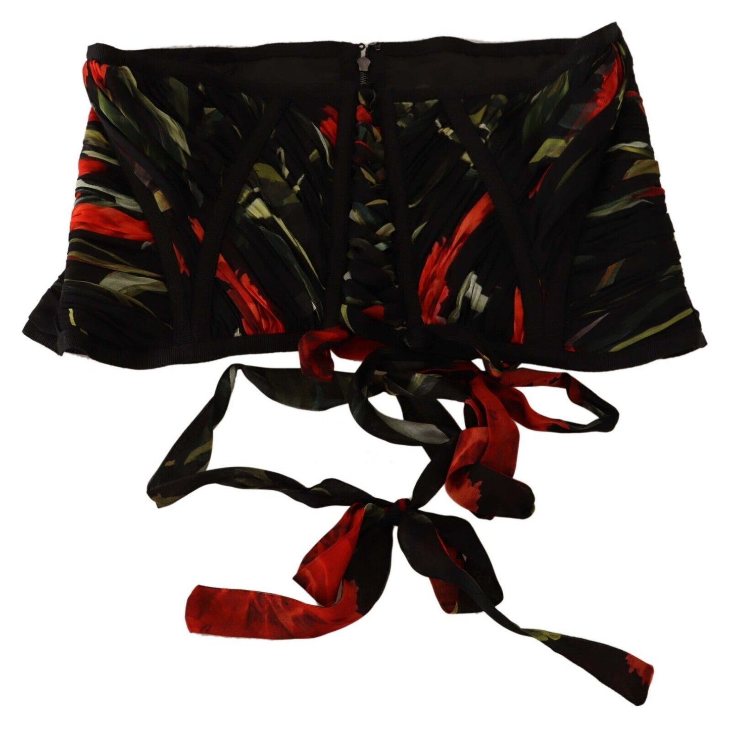 Dolce & Gabbana Élégant haut corset en soie noire avec ceinture
