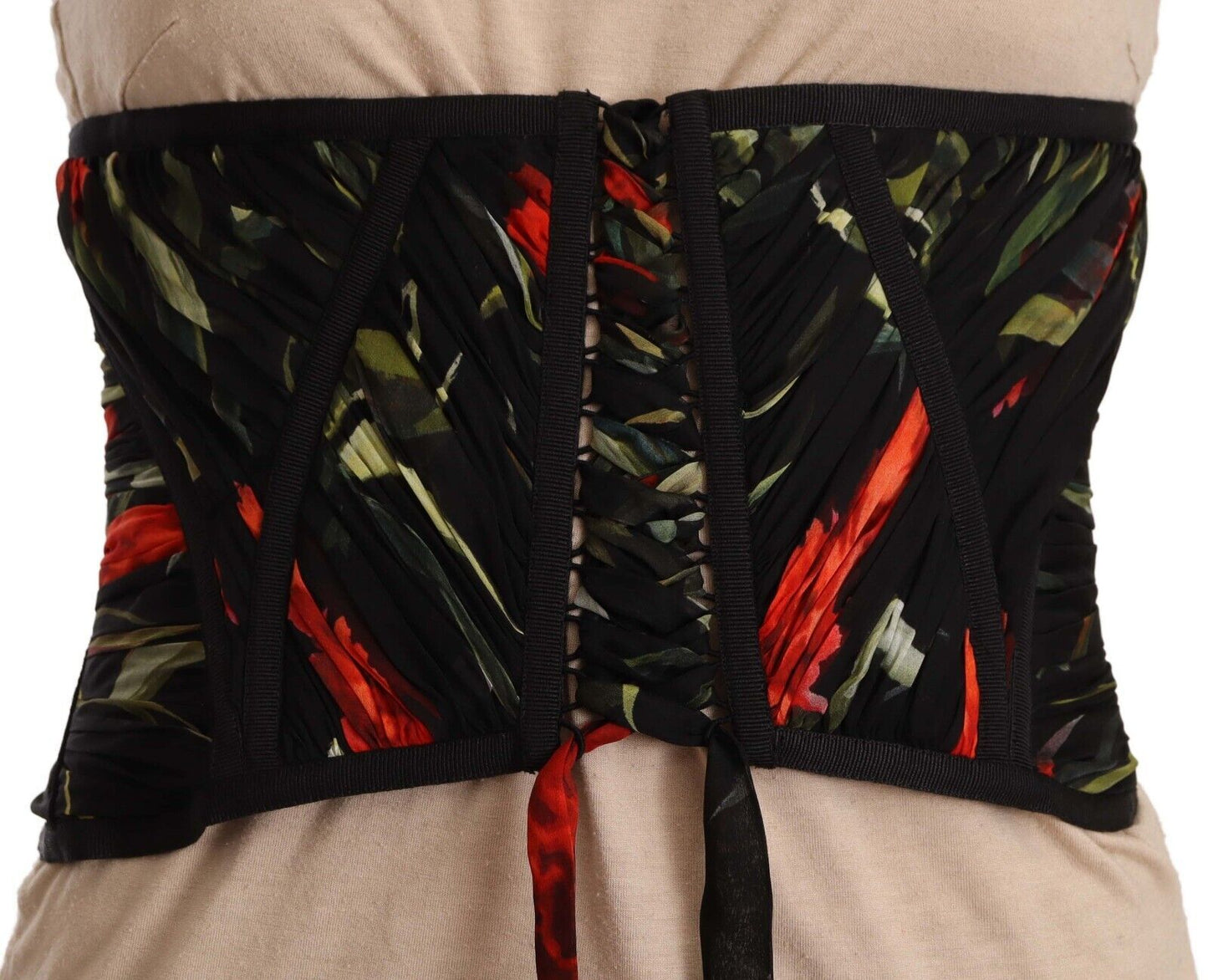 Dolce & Gabbana Élégant haut corset en soie noire avec ceinture