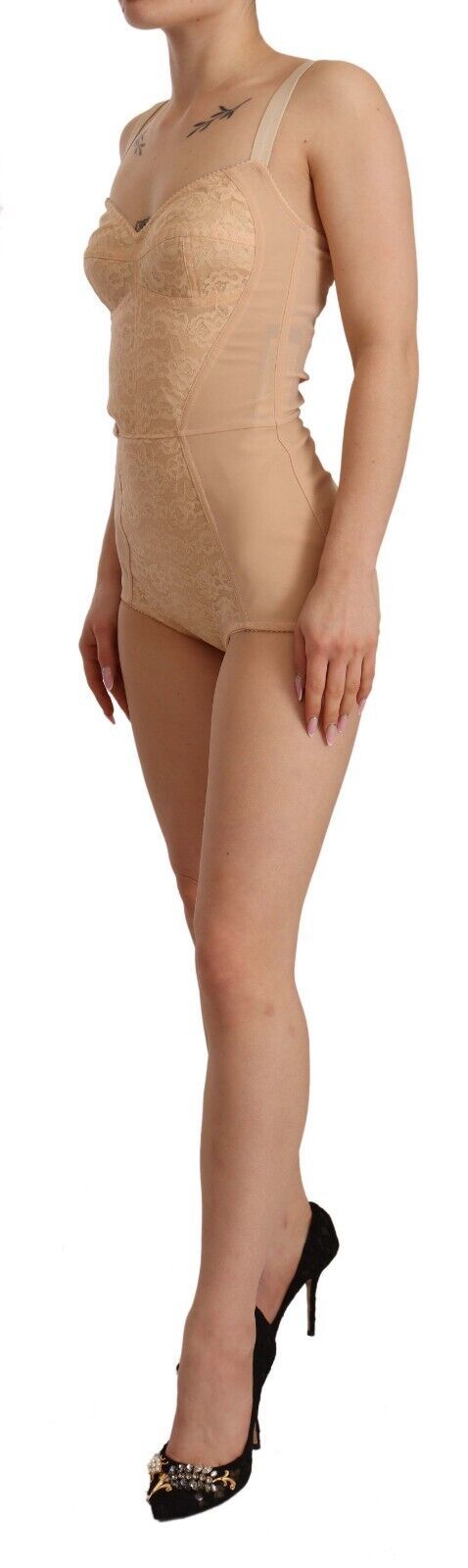 Body extensible beige à empiècements en dentelle Dolce & Gabbana