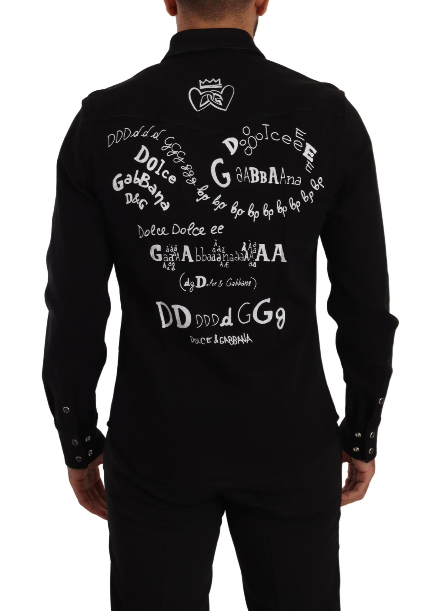 Dolce & Gabbana Black Slim Cotton Denim Stretch Shirt by Dolce & Gabbana