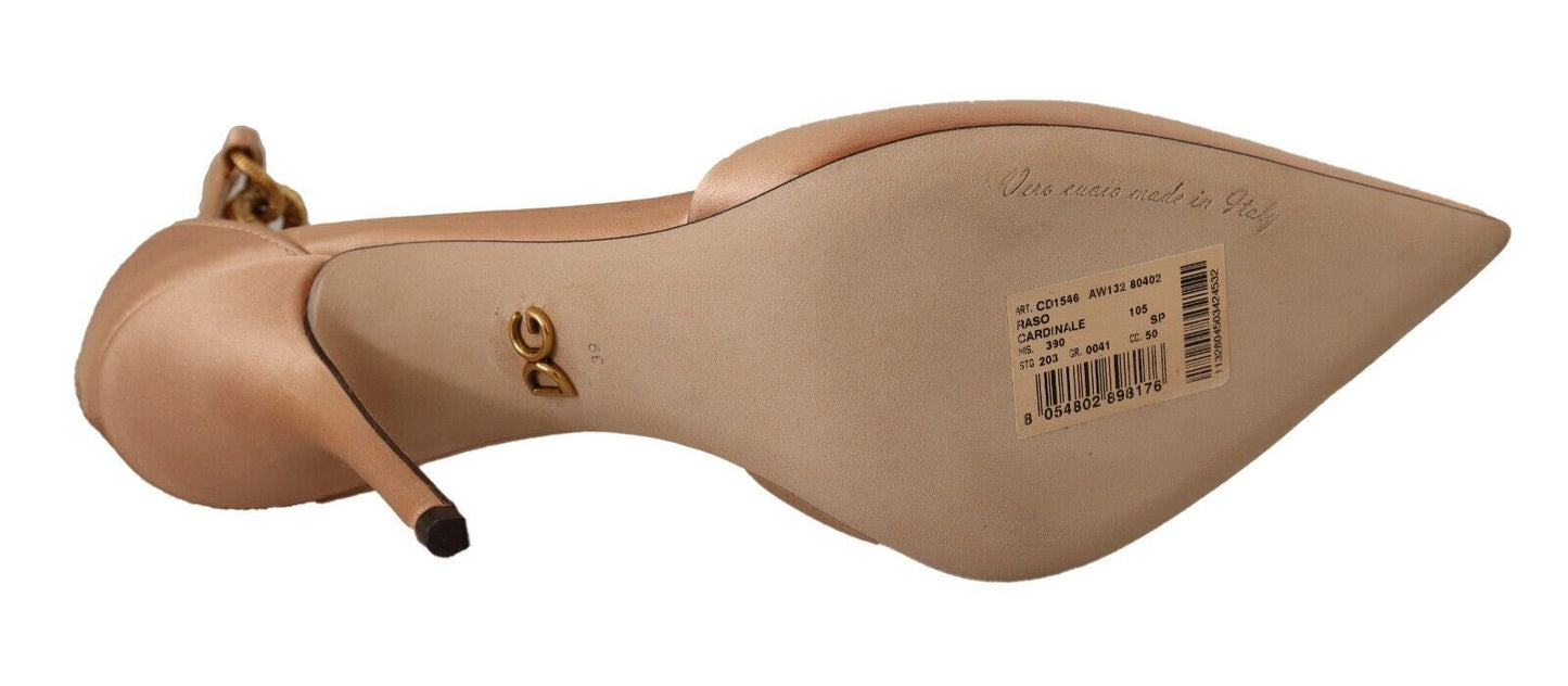 Escarpins élégants à bride cheville en soie beige Dolce & Gabbana