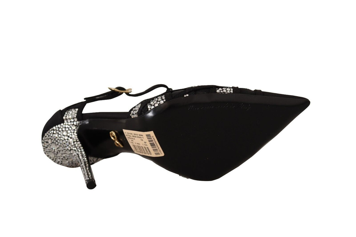 Dolce & Gabbana Black Crystals T-strap Heels Pumps Shoes by Dolce & Gabbana
