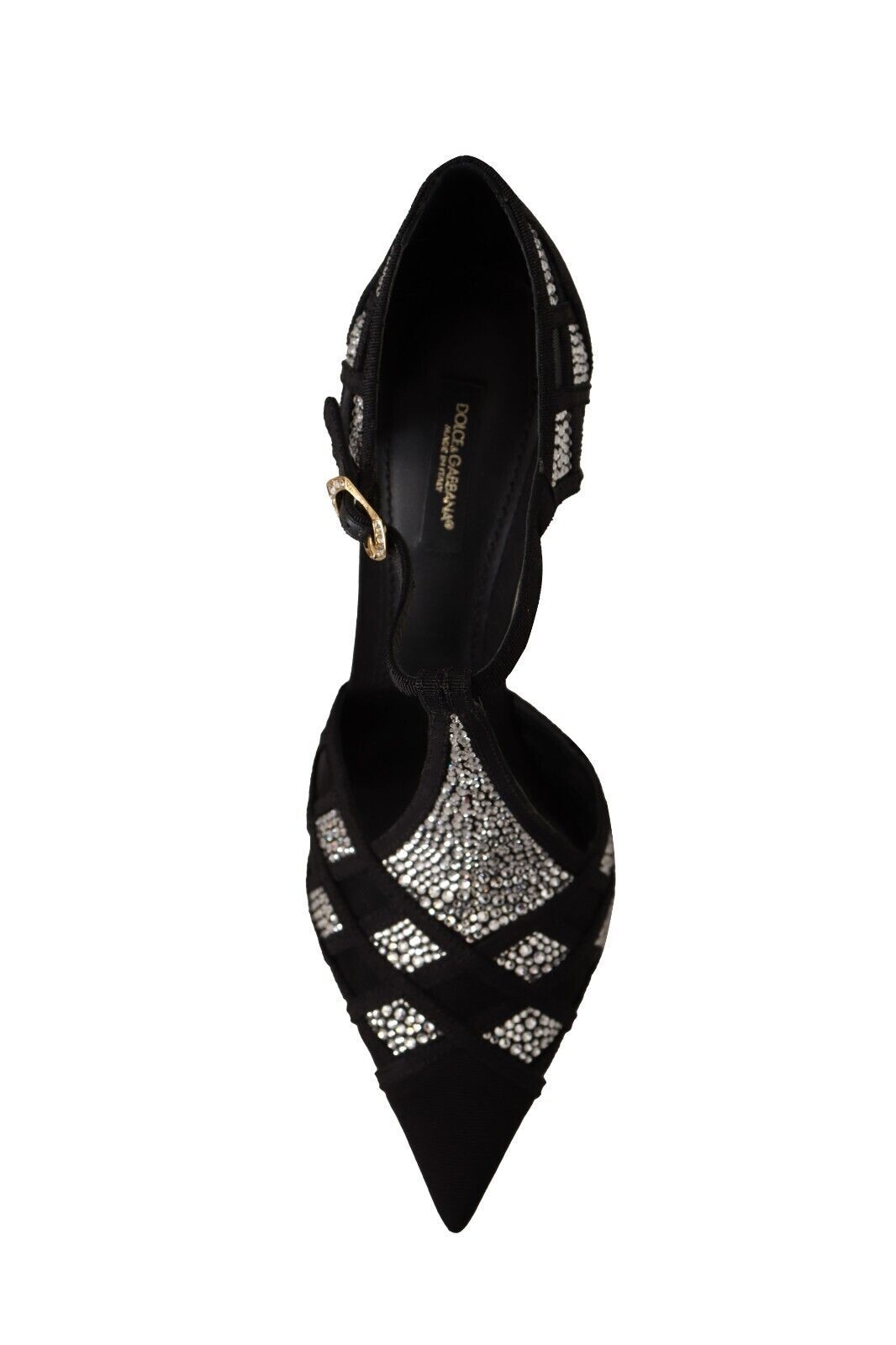 Dolce & Gabbana Black Crystals T-strap Heels Pumps Shoes by Dolce & Gabbana