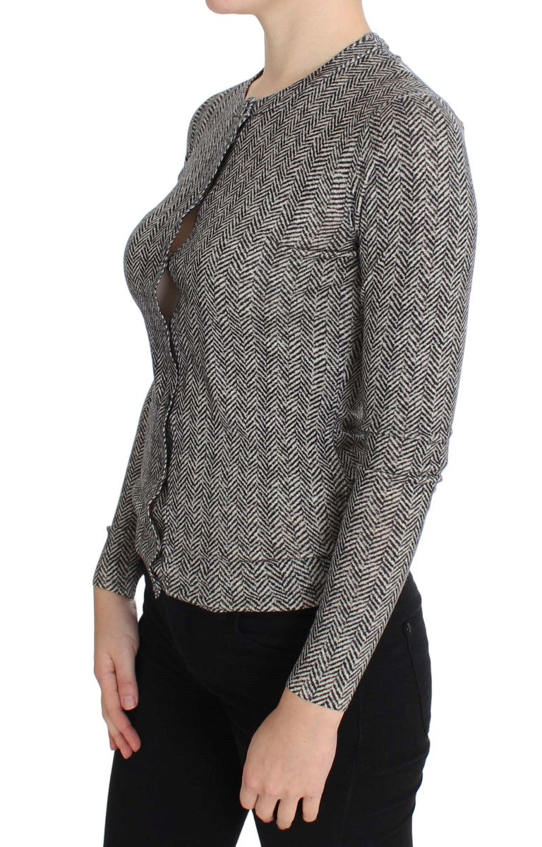 Dolce & Gabbana Élégant cardigan en laine noir et blanc