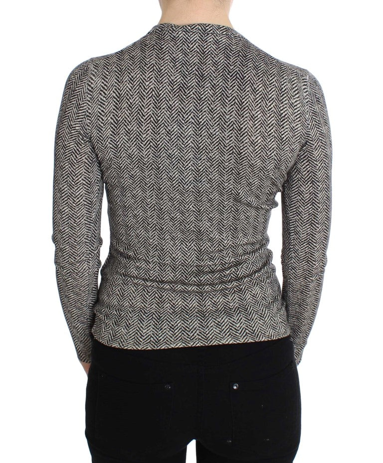 Dolce & Gabbana Élégant cardigan en laine noir et blanc