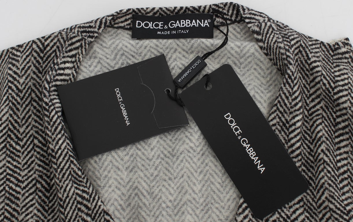Dolce & Gabbana Élégant cardigan en laine noir et blanc