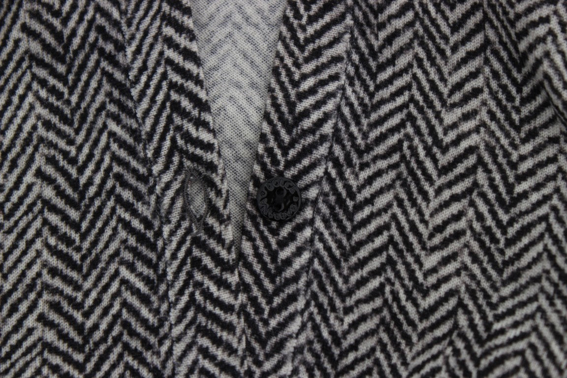 Dolce & Gabbana Élégant cardigan en laine noir et blanc