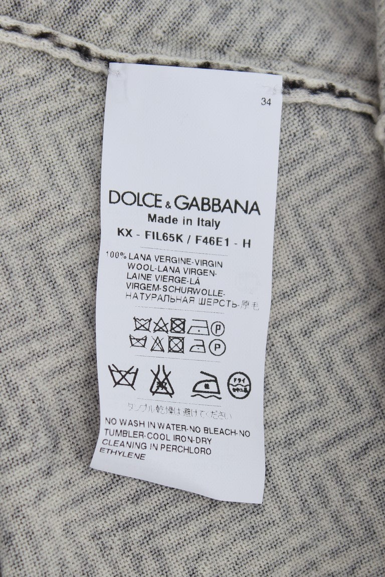 Dolce & Gabbana Élégant cardigan en laine noir et blanc