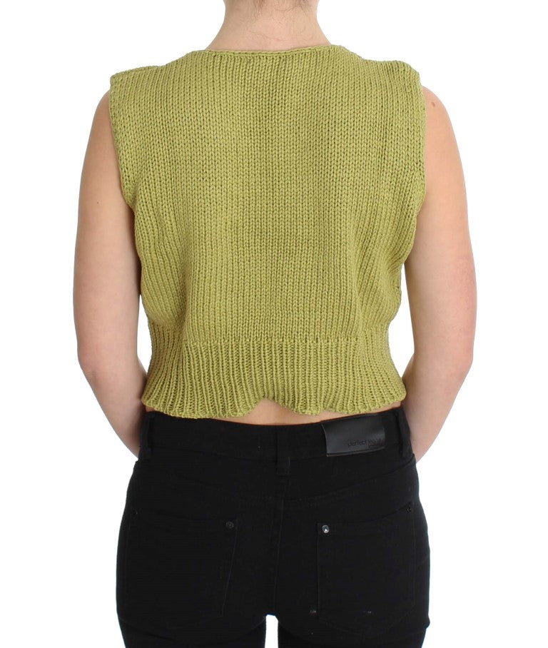 Pull sans manches vert élégant PINK MEMORIES