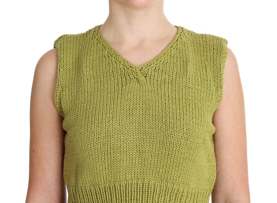 Pull sans manches vert élégant PINK MEMORIES