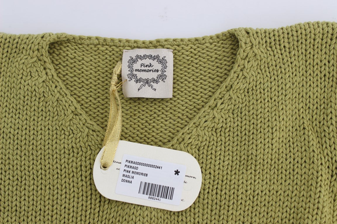 Pull sans manches vert élégant PINK MEMORIES