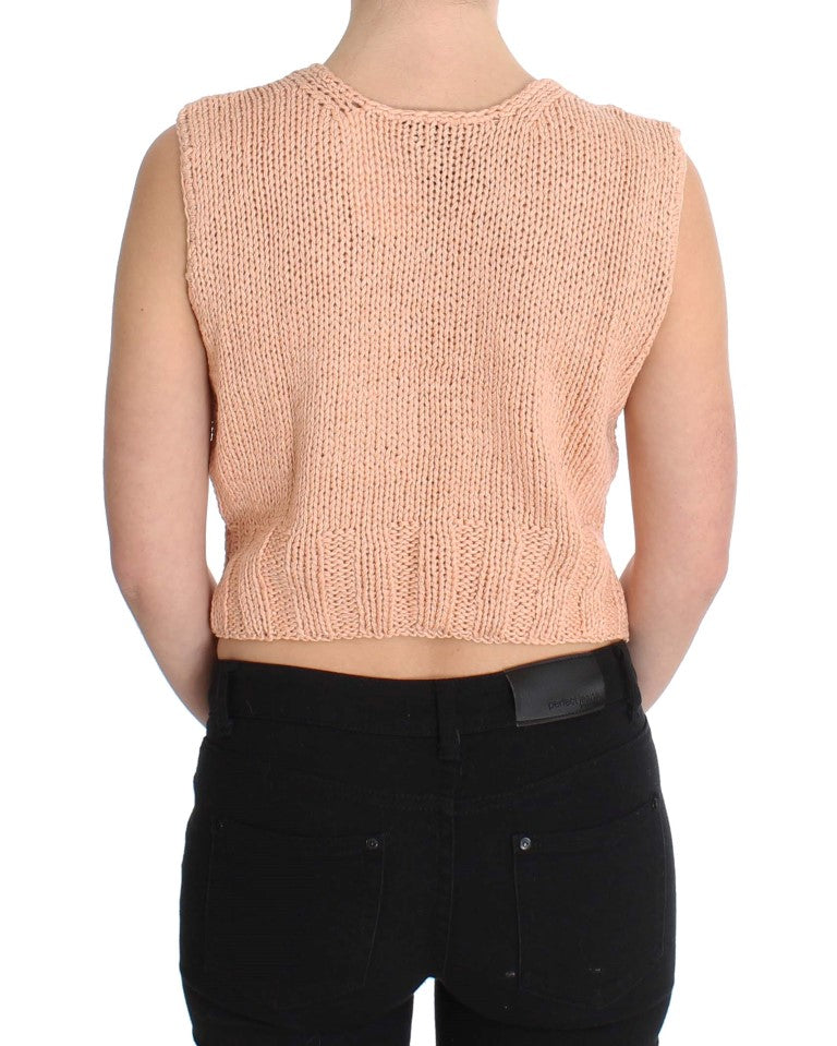 PINK MEMORIES Pull sans manches en tricot rose élégant