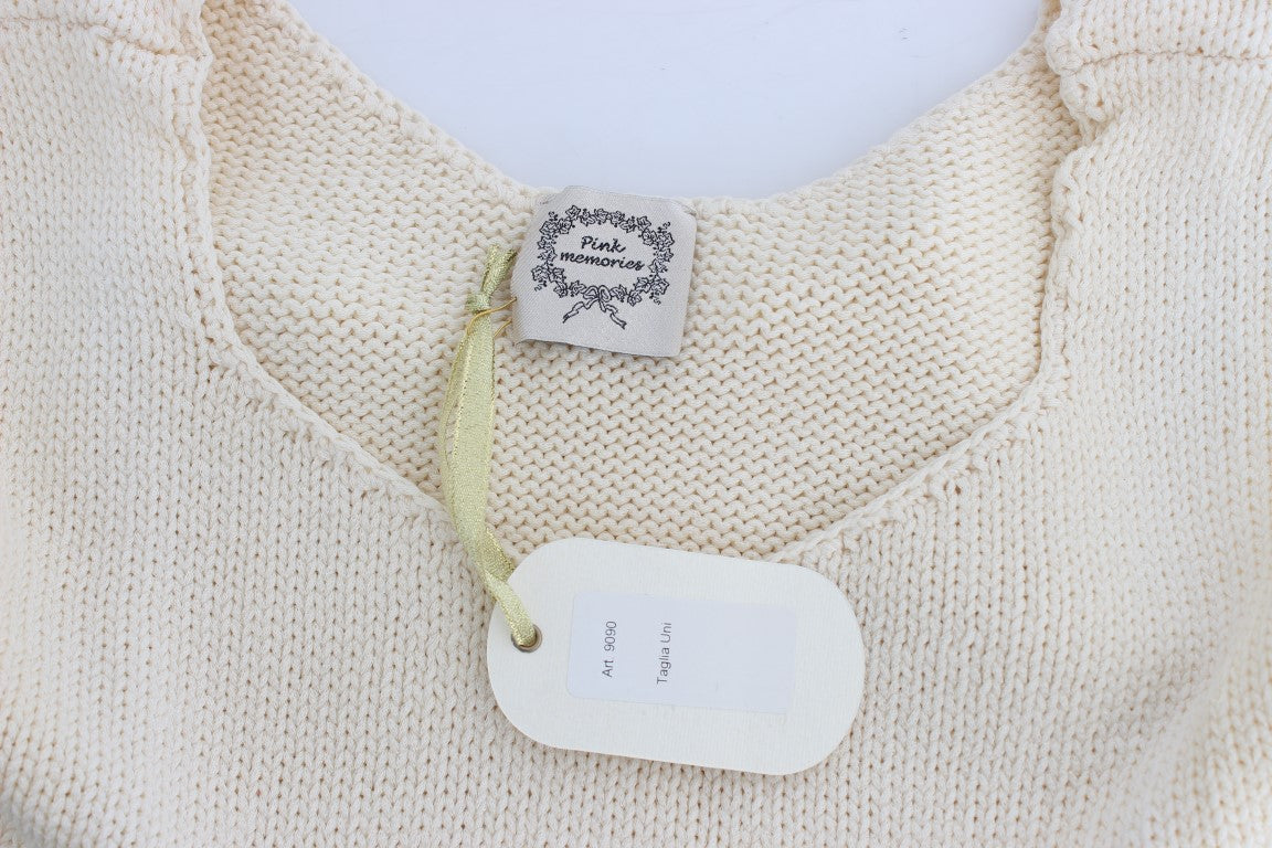 Pull sans manches en tricot beige PINK MEMORIES