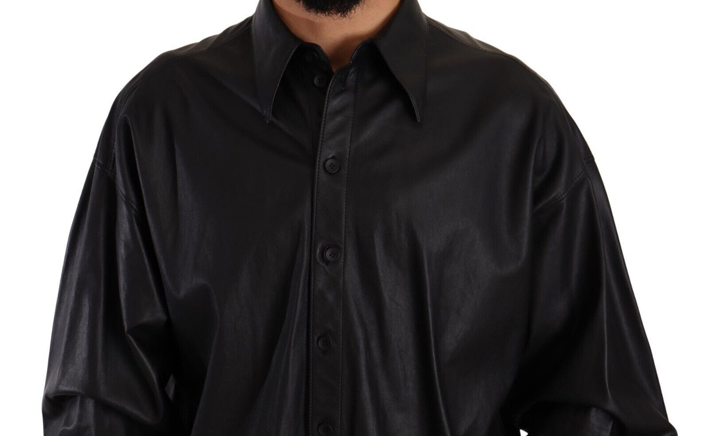 Veste élégante en cuir noir Dolce & Gabbana