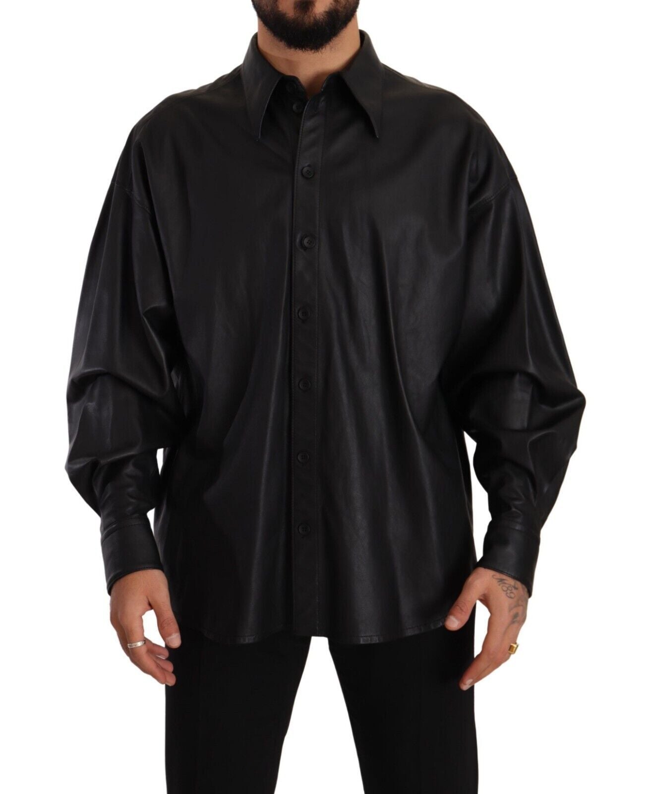 Veste élégante en cuir noir Dolce & Gabbana