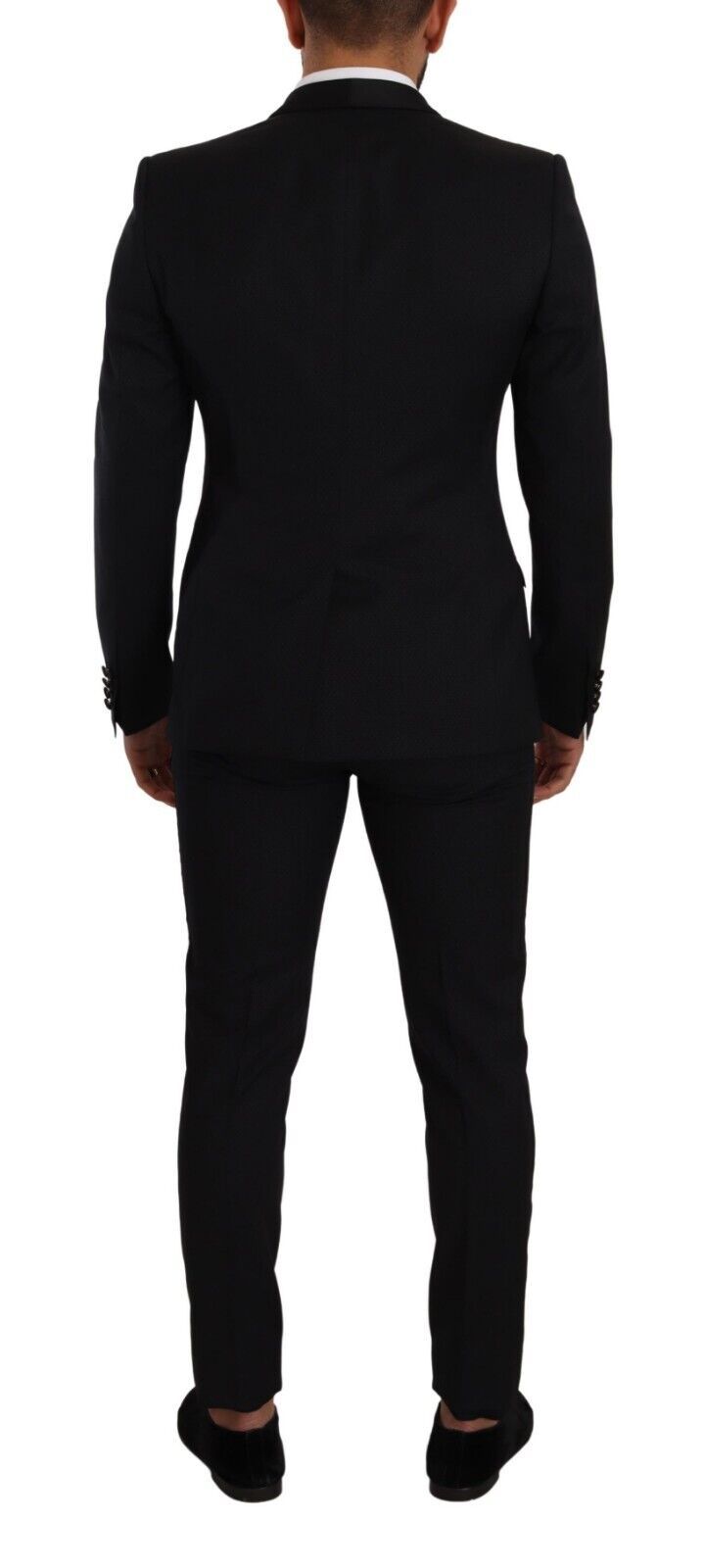 Costume élégant en laine et soie à motifs noirs Dolce & Gabbana