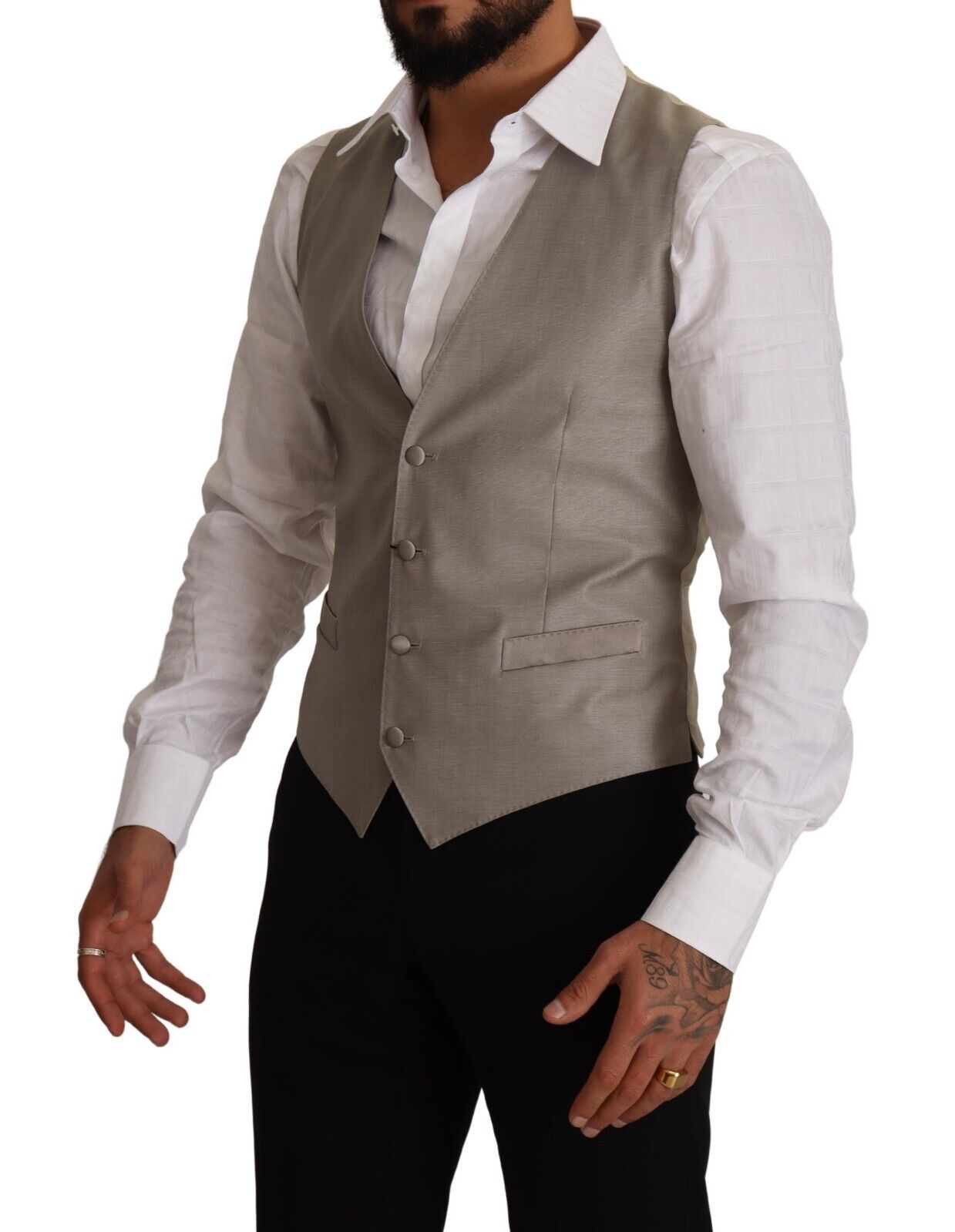 Dolce & Gabbana Beige Wool Single Breasted Waistcoat Cardigan