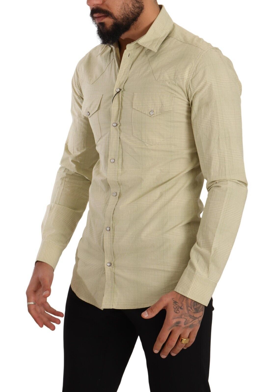 Dolce & Gabbana Yellow SICILIA Cotton Casual Slim Fit Shirt by Dolce & Gabbana