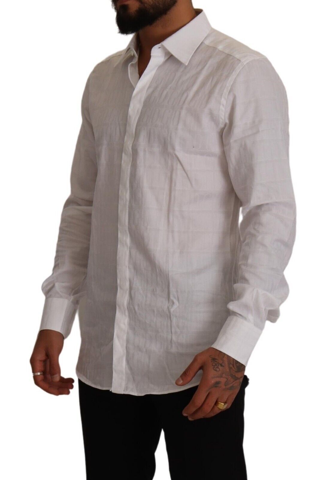 Dolce & Gabbana White GOLD Cotton Slim Fit Dress Formal Shirt by Dolce & Gabbana