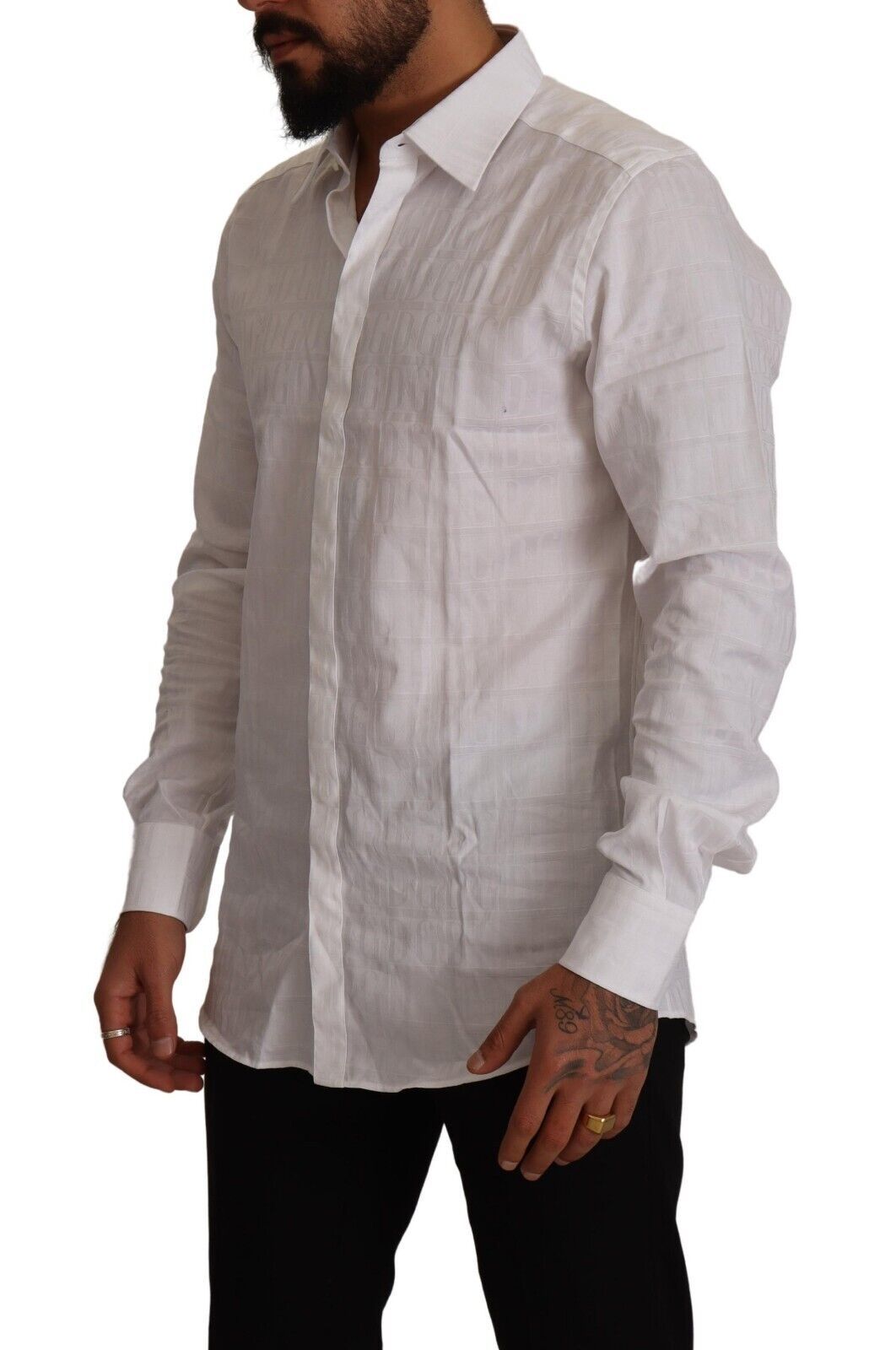 Dolce & Gabbana White GOLD Cotton Slim Fit Dress Formal Shirt by Dolce & Gabbana