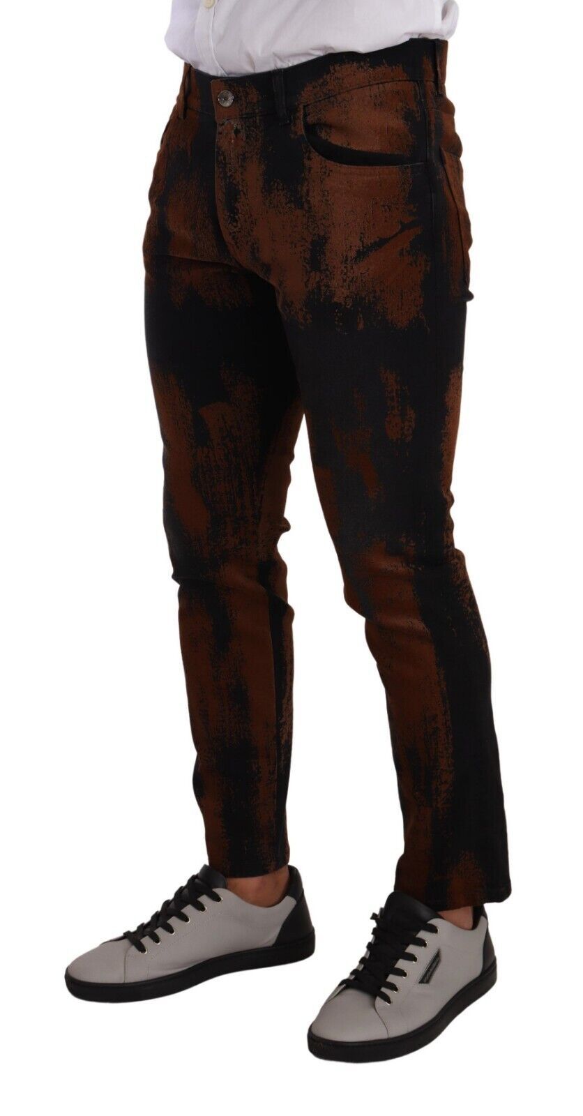 Jean slim tie-dye noir et marron chic Dolce & Gabbana