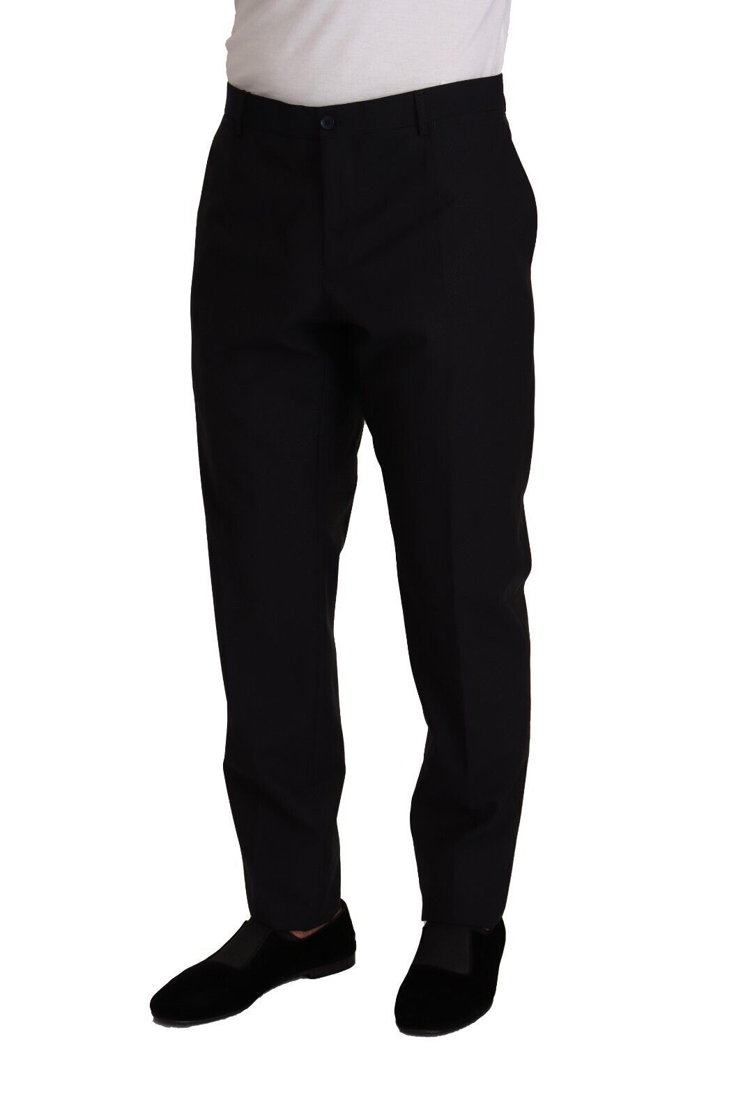 Pantalon de smoking élégant en laine et soie bleu foncé Dolce & Gabbana
