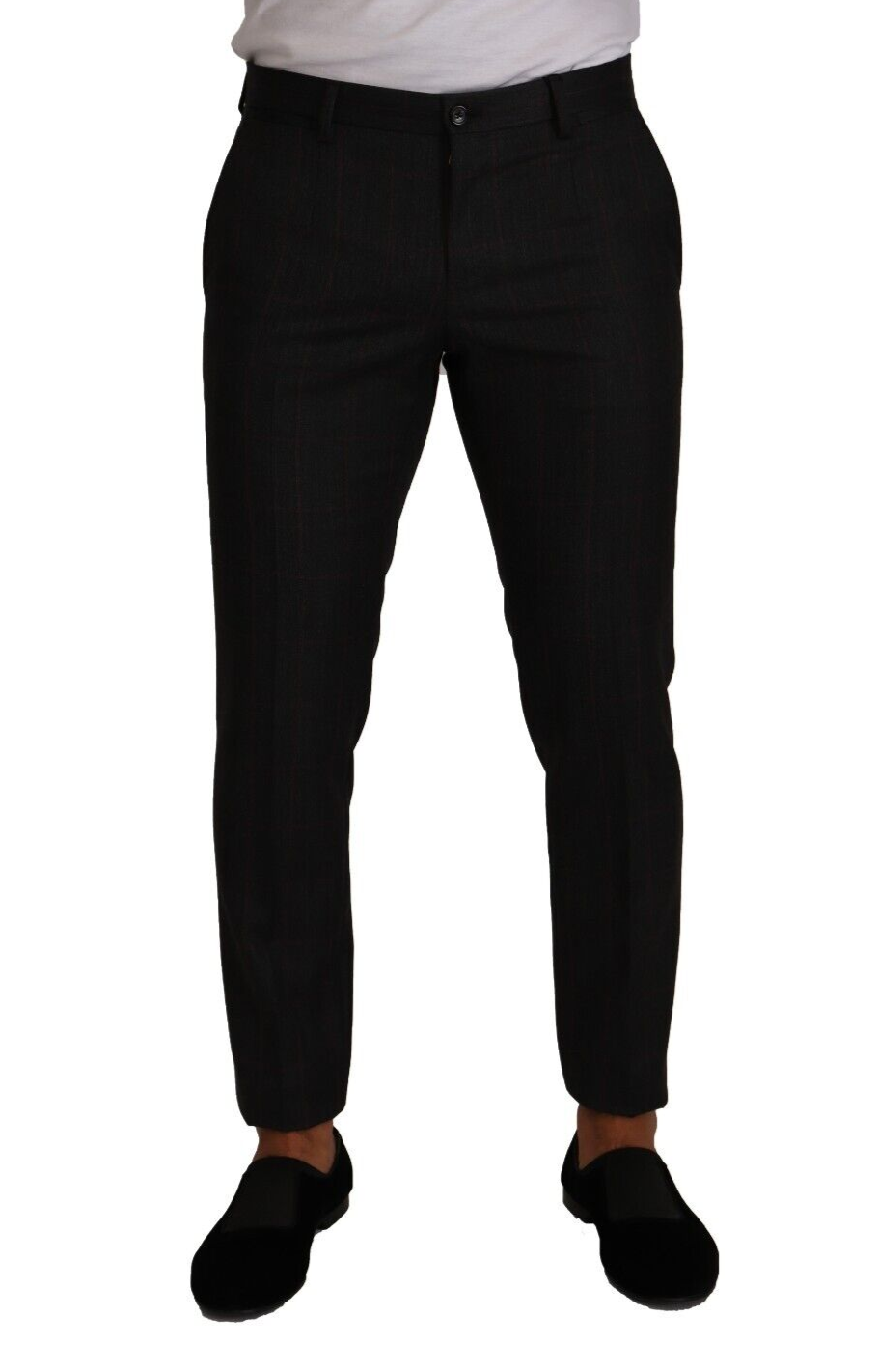 Pantalon slim élégant à carreaux gris Dolce & Gabbana