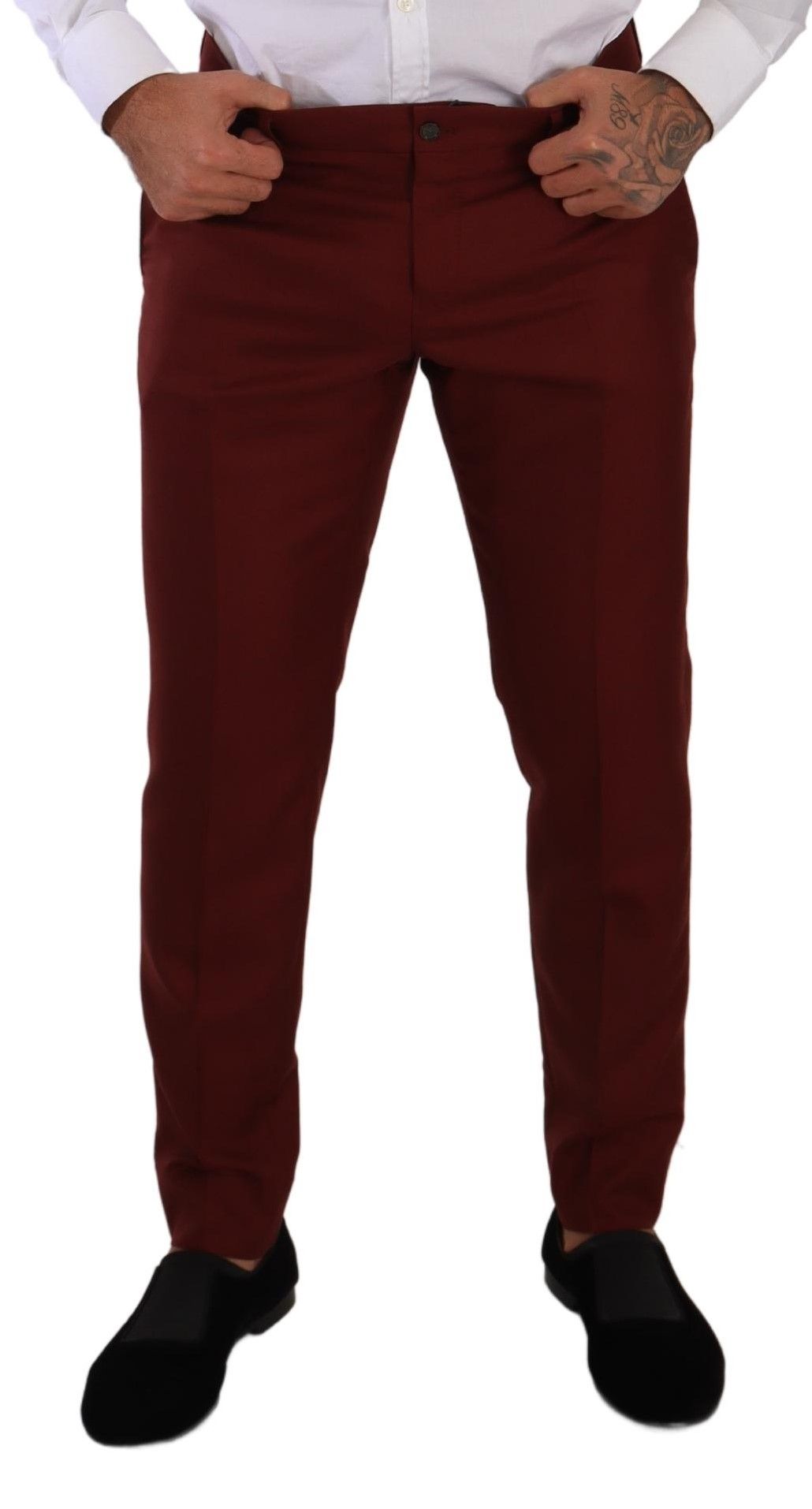 Pantalon habillé rouge élégant en cachemire et soie Dolce & Gabbana