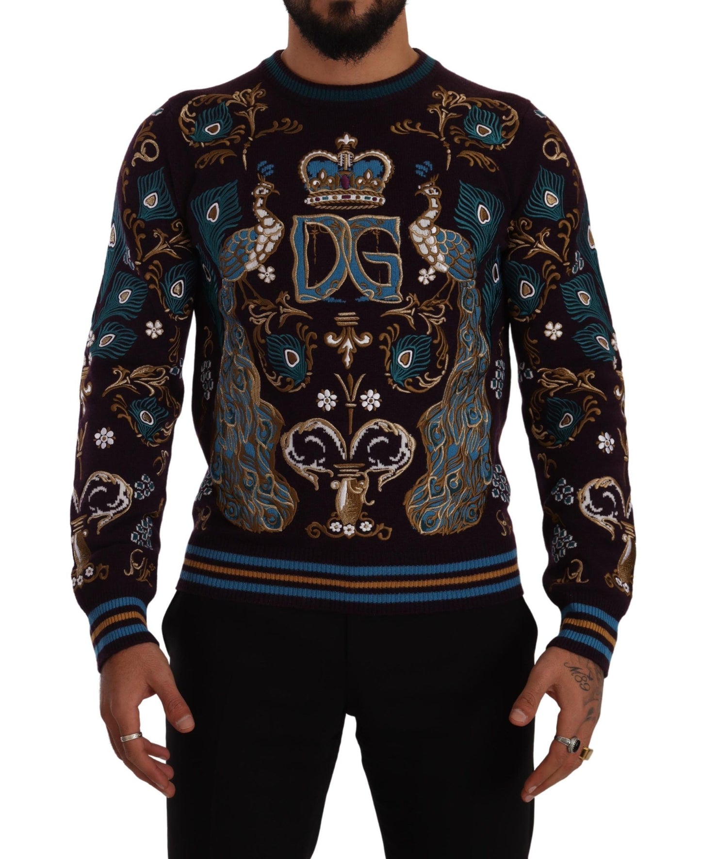 Pull ras du cou élégant en cachemire bordeaux Dolce & Gabbana