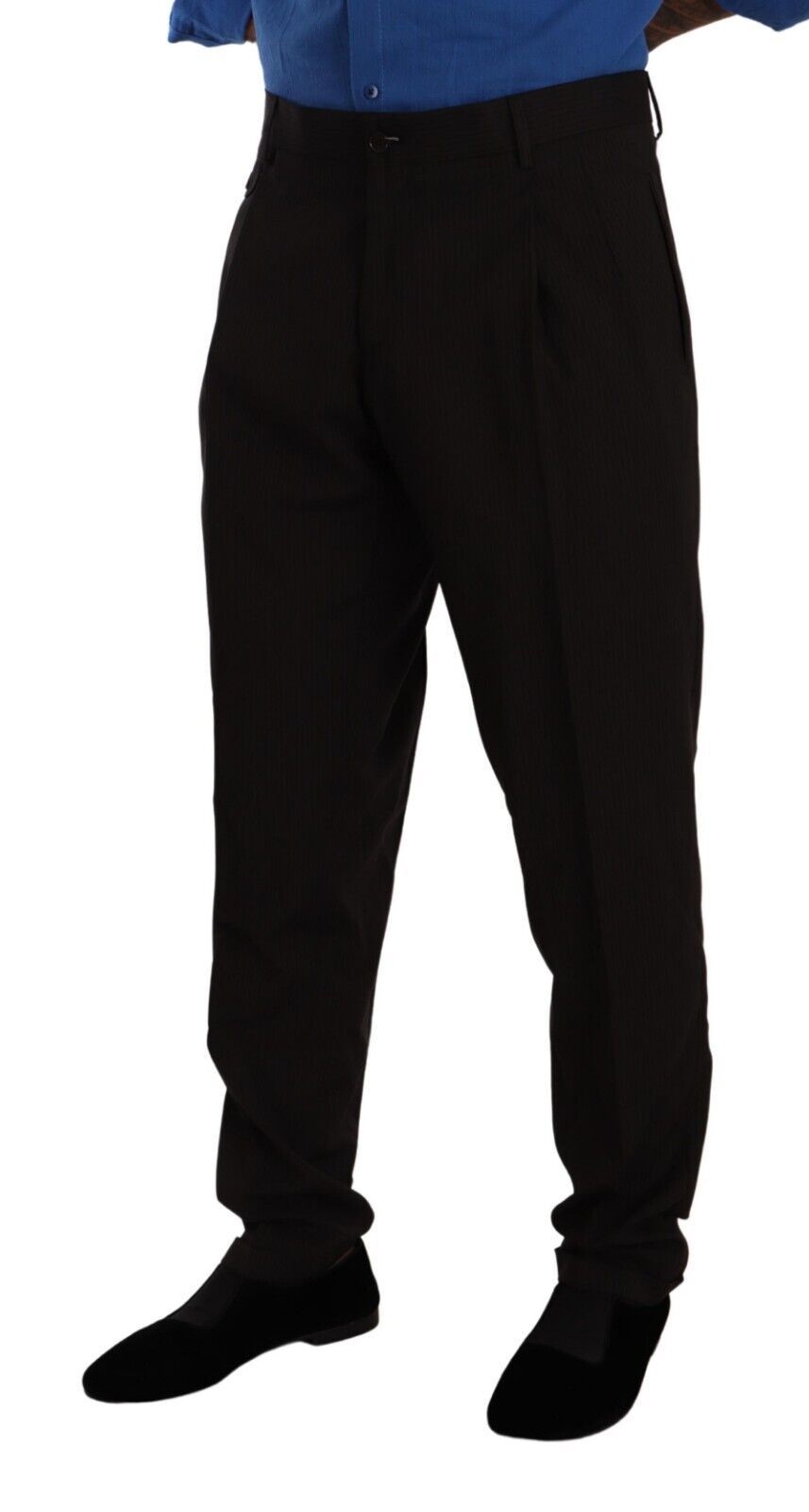 Pantalon habillé élégant en laine à rayures marron Dolce & Gabbana