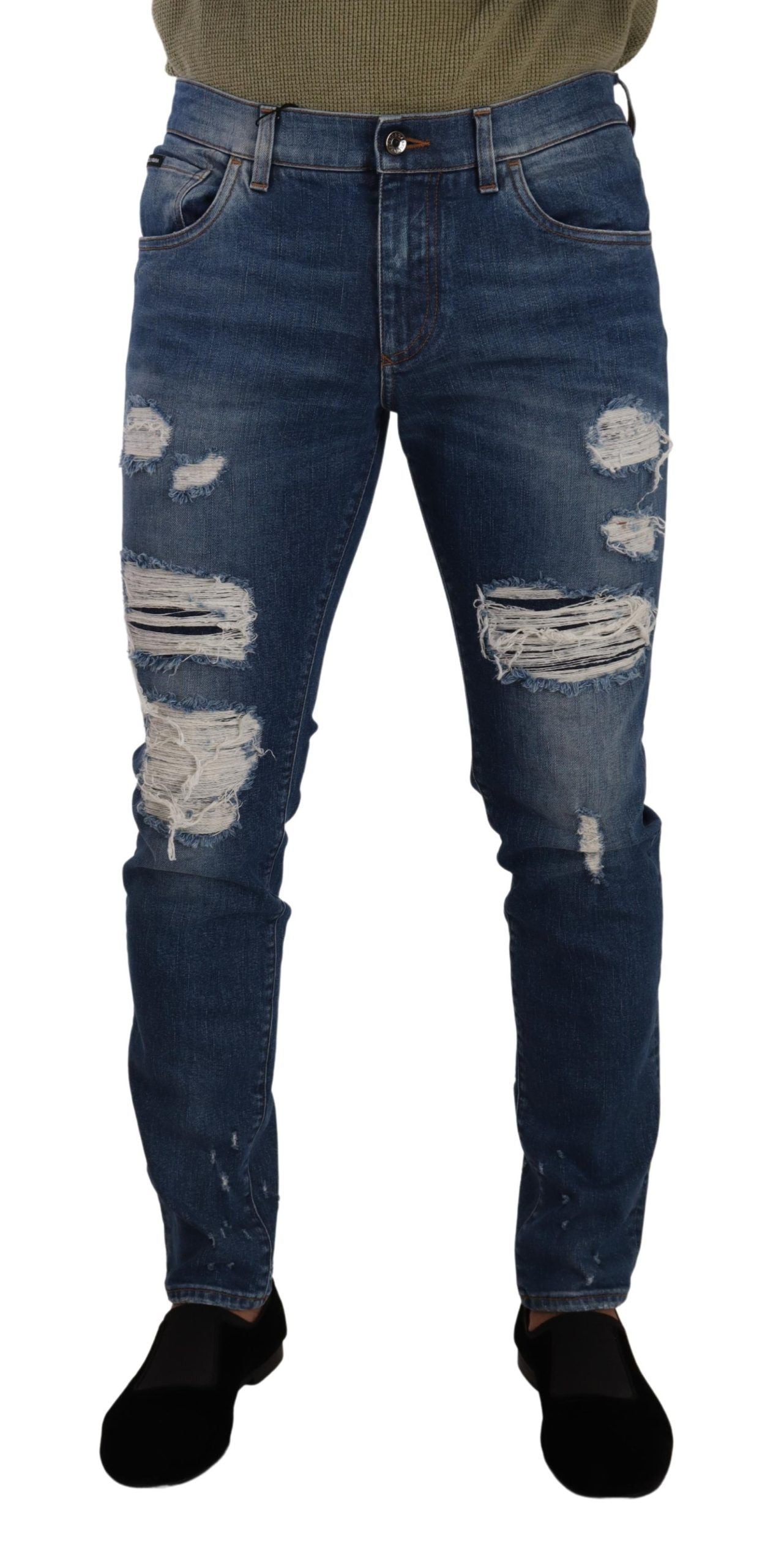 Jean slim élégant en denim vieilli Dolce & Gabbana
