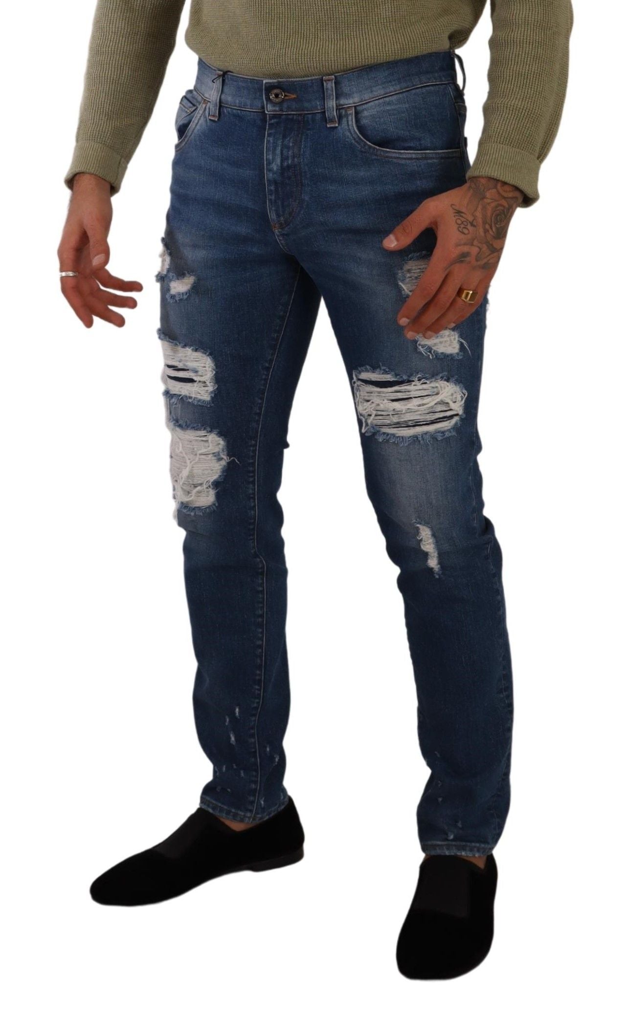 Jean slim élégant en denim vieilli Dolce & Gabbana