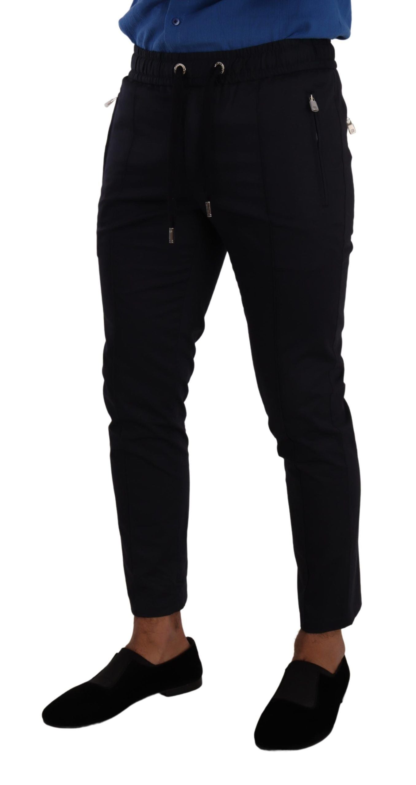 Pantalon de jogging skinny bleu foncé élégant Dolce & Gabbana