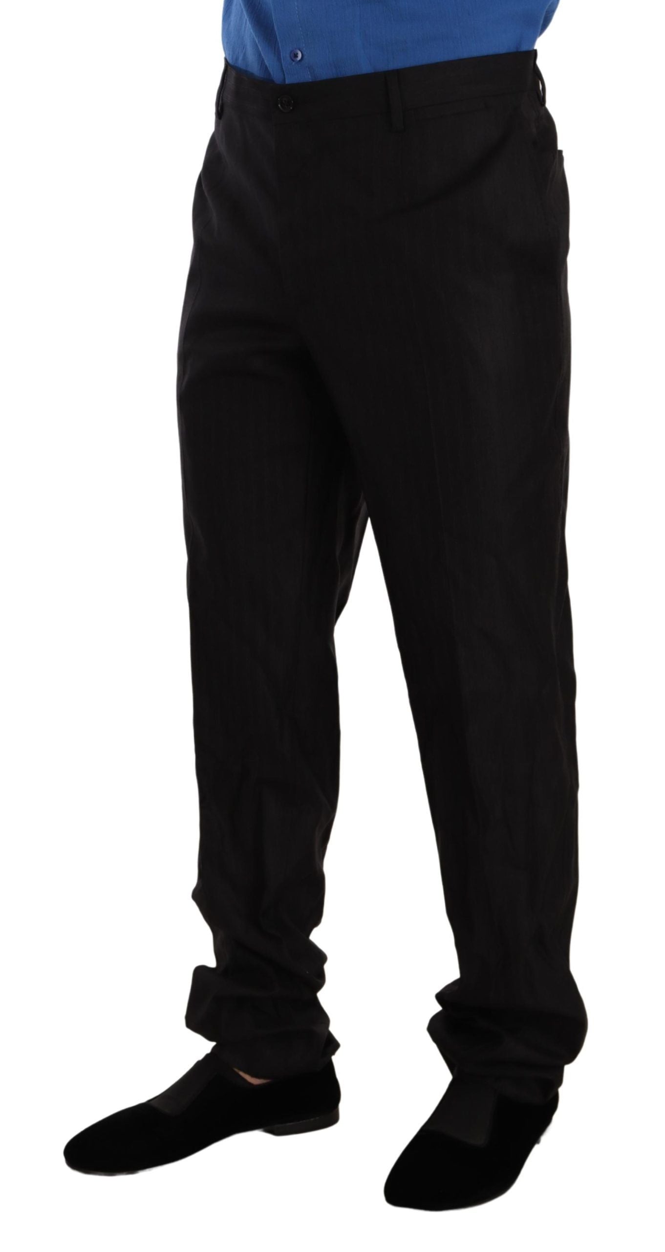 Pantalon habillé élégant en laine et soie à rayures Dolce & Gabbana