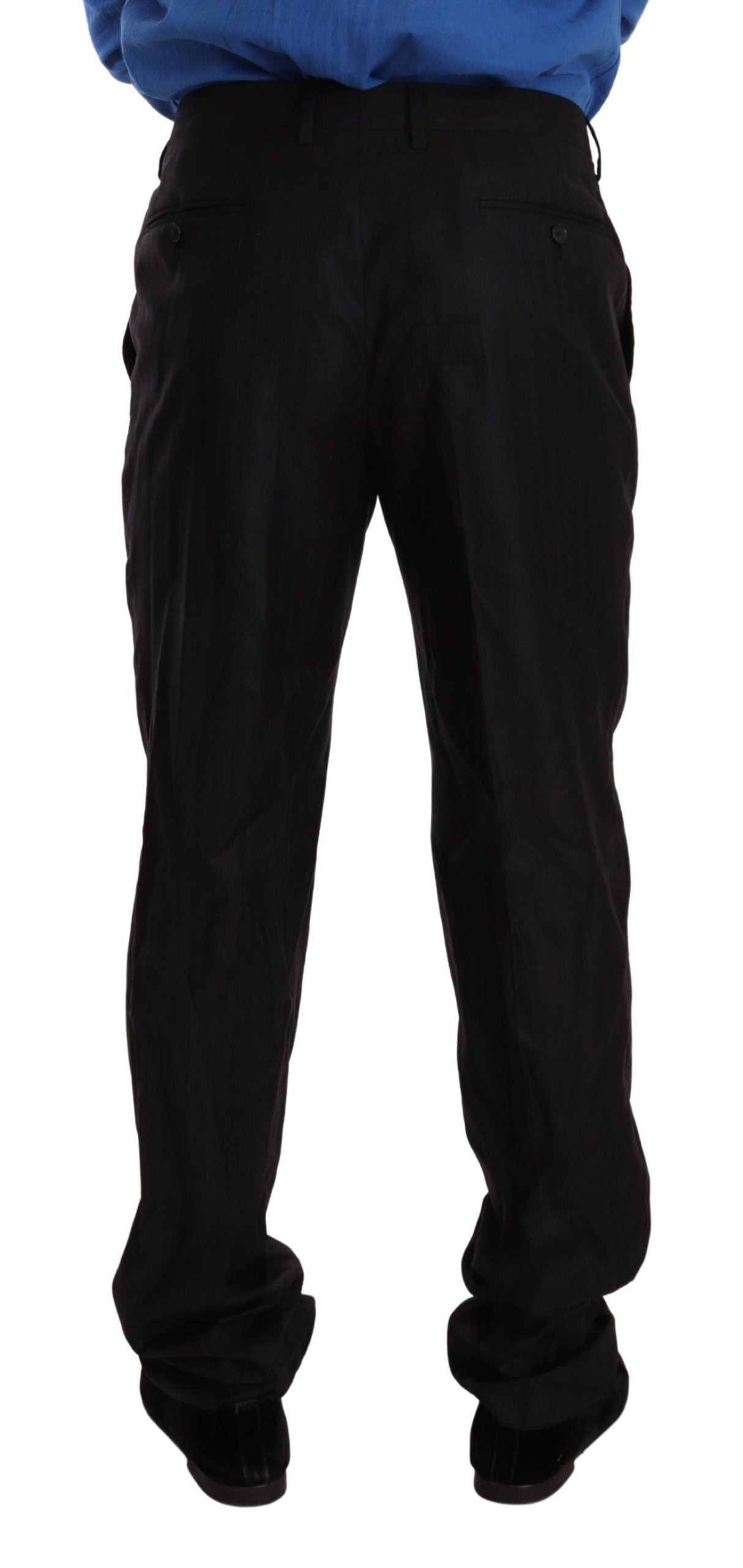 Pantalon habillé élégant en laine et soie à rayures Dolce & Gabbana