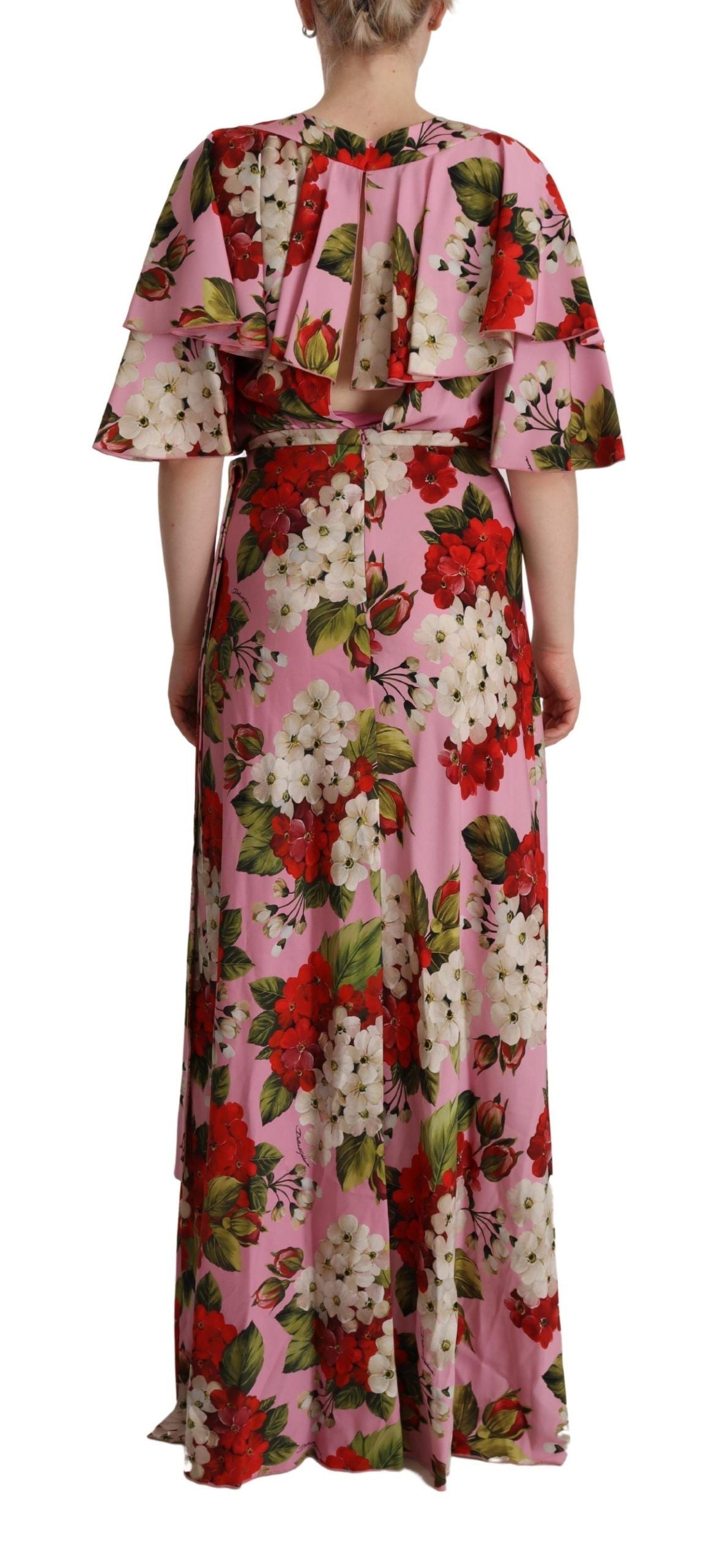 Dolce & Gabbana Pink Floral Silk Stretch Gown Maxi Dress by Dolce & Gabbana
