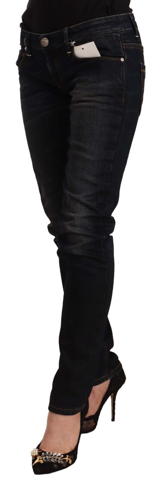 Huit jeans skinny noirs délavés chics pour elle