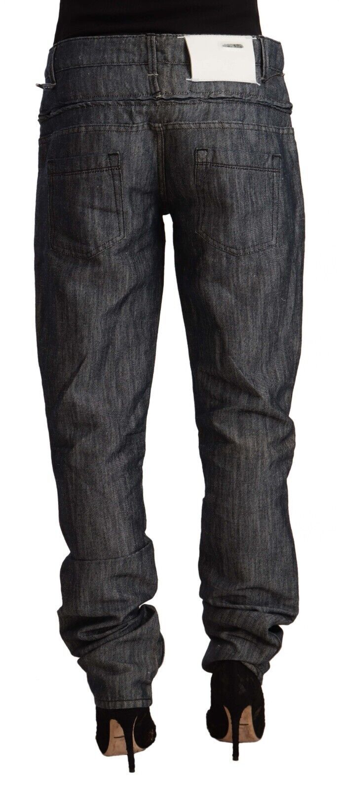 Eight Dark Gray Ramie Mid Wide Waist Straight Denim Jeans