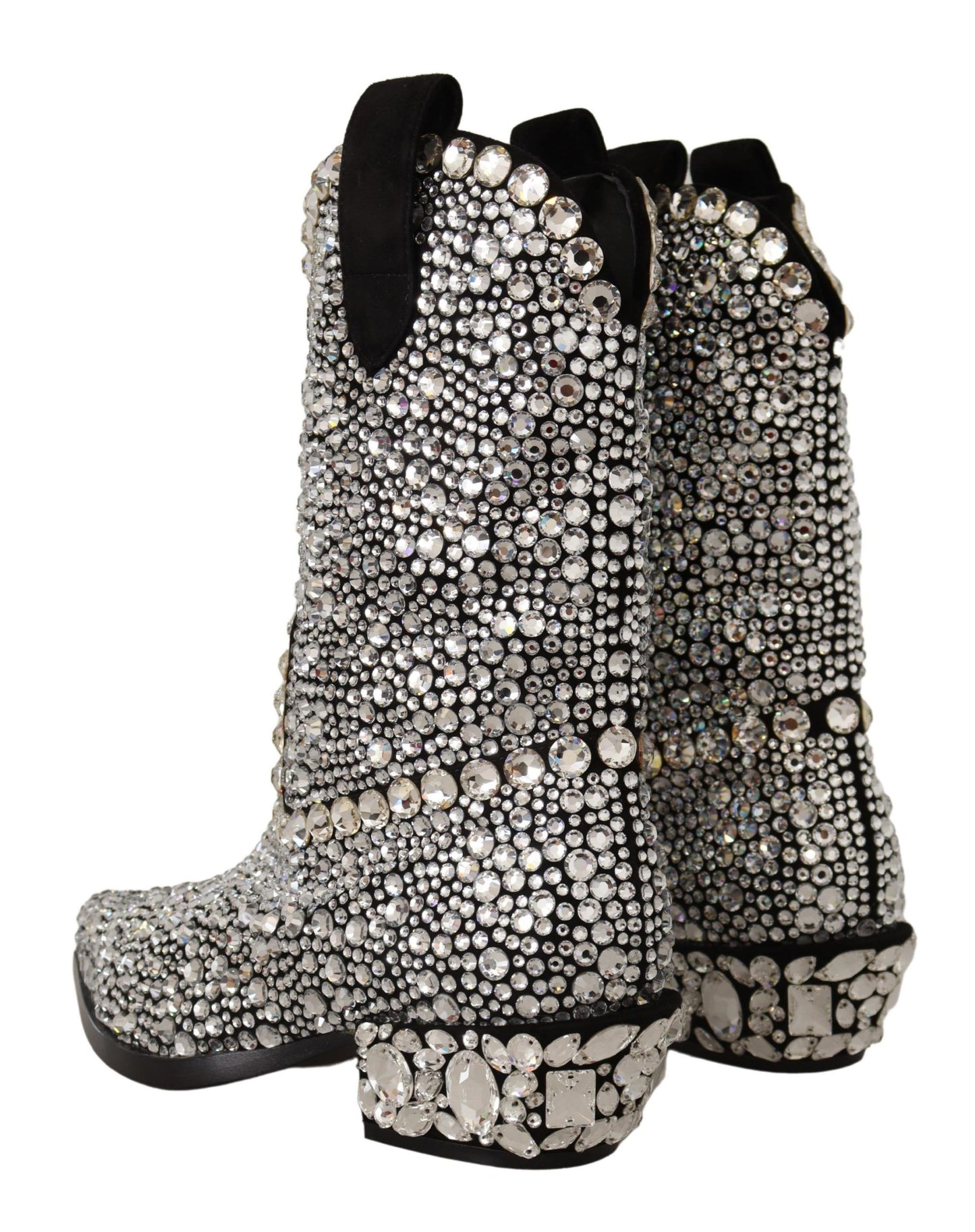 Bottes en daim noir ornées de cristaux Dolce & Gabbana