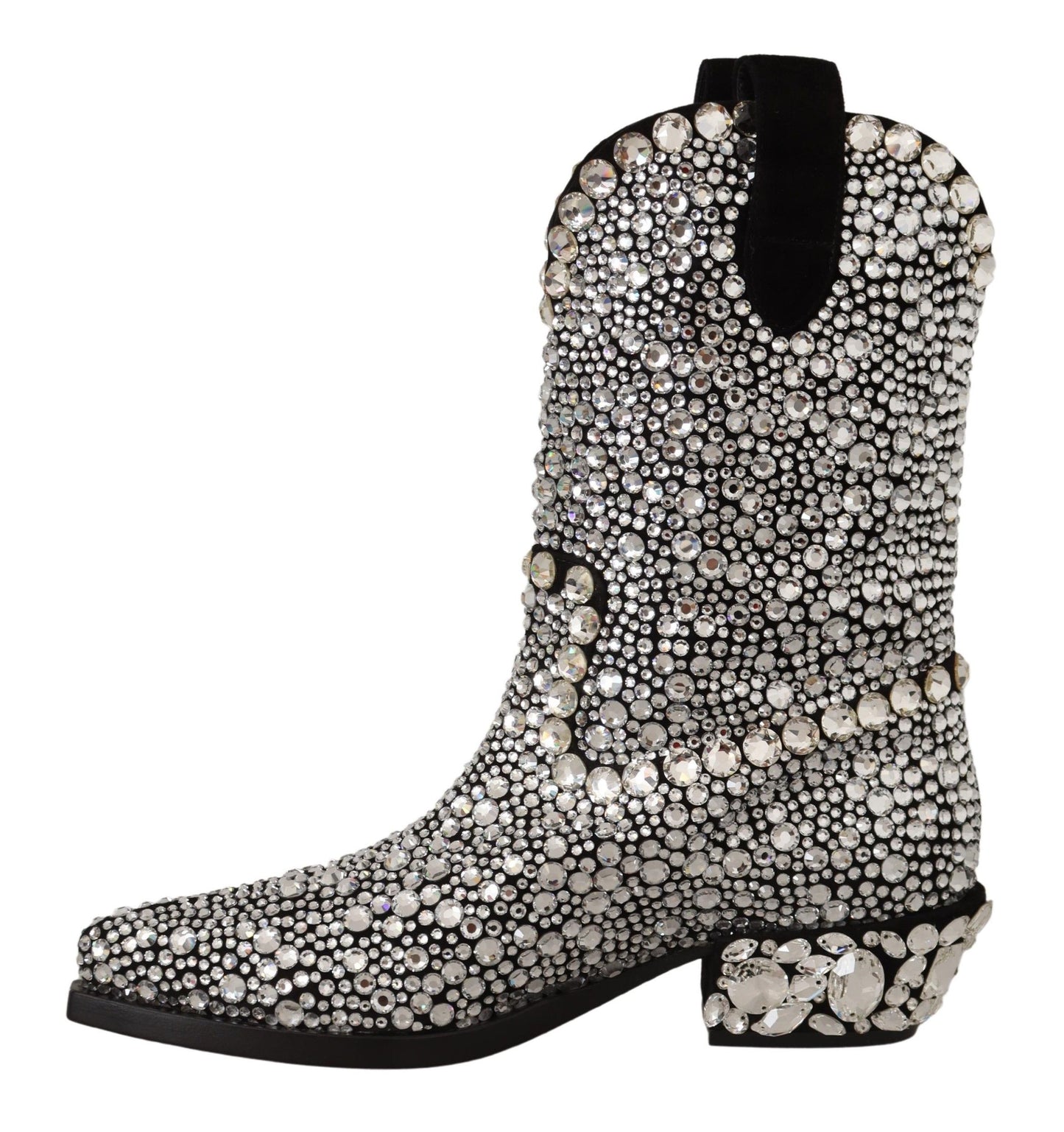 Bottes en daim noir ornées de cristaux Dolce & Gabbana