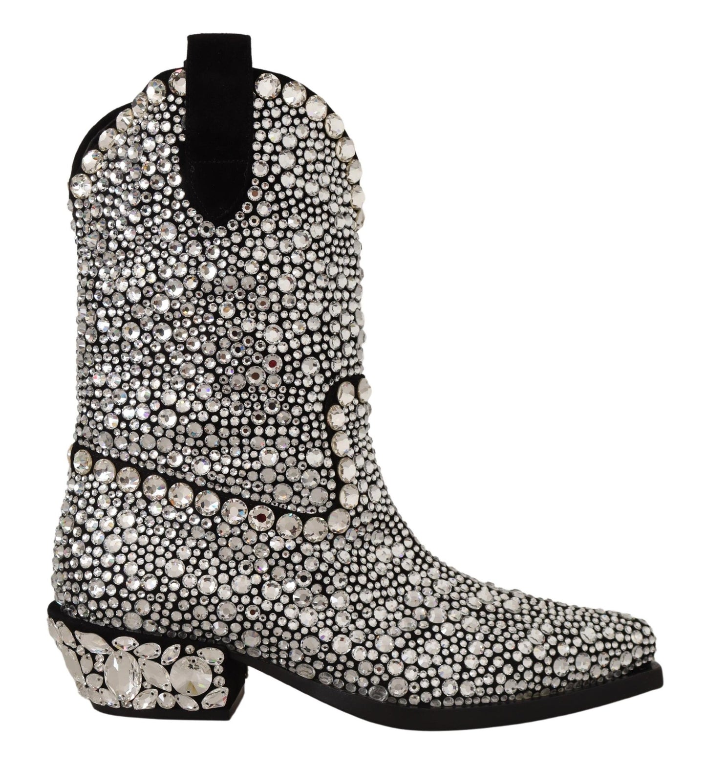 Bottes en daim noir ornées de cristaux Dolce & Gabbana